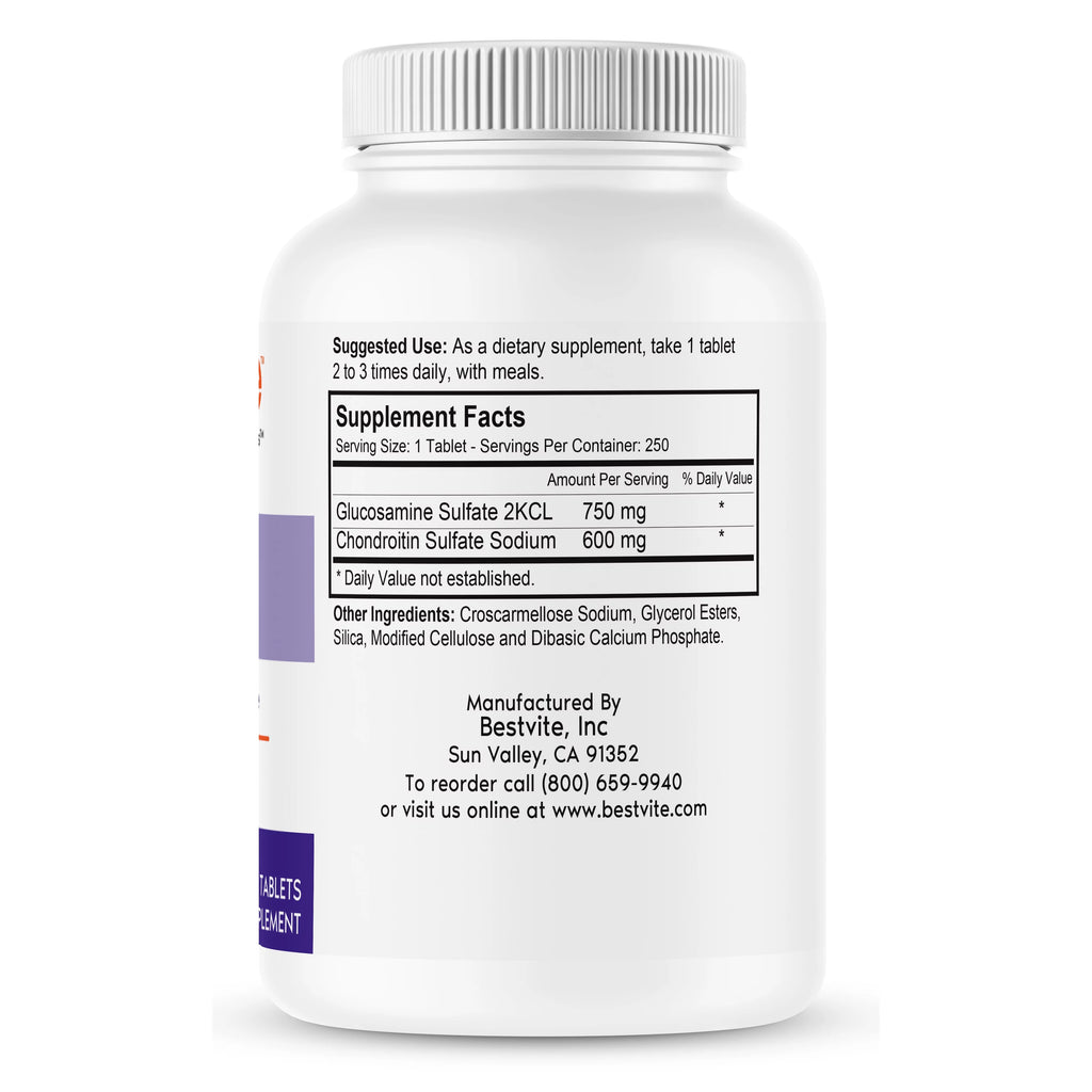 Glucosamine & Chondroitin Sulfate 750/600 Triple Strength 250 Tablets Z403456