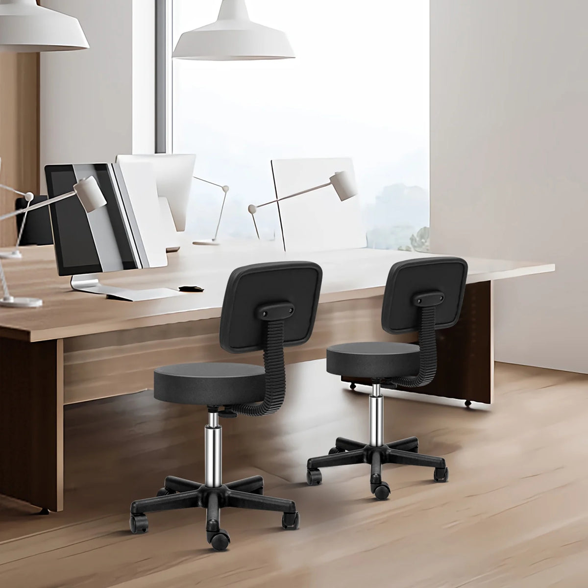 Adjustable Rolling Stool with Back A696