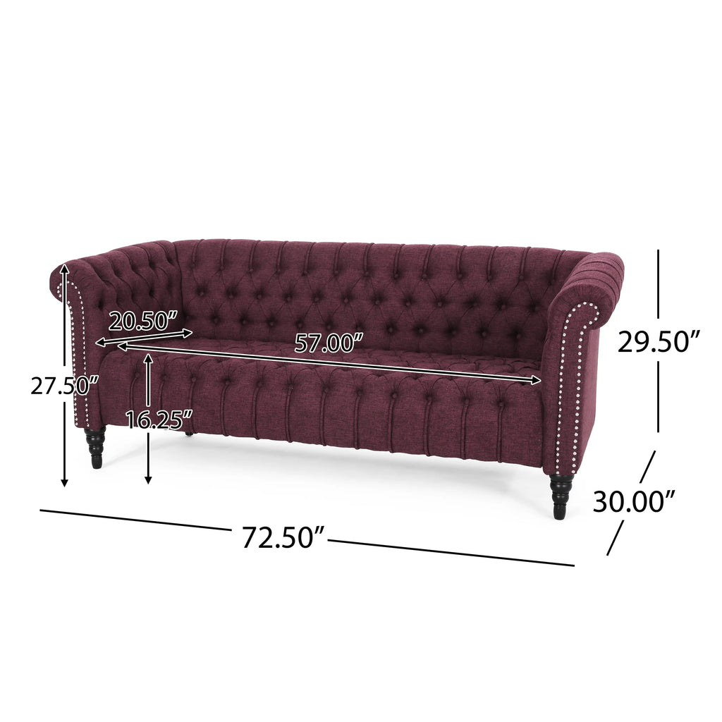 Slate Fabric Tufted 3 Seater Sofa E9202