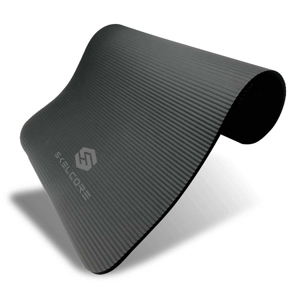 10mm Extra Long Non Slip Exercise Mat with Carrying Strap, Black Q66075