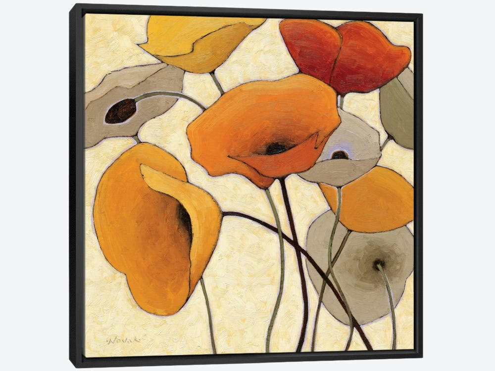 Framed Canvas Art - Pumpkin Poppies U532