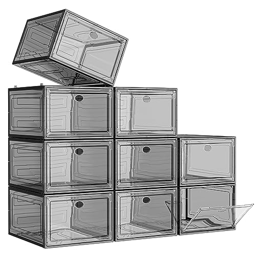 White Clear Plastic Shoe Storage Organizer Stackable Boxes 6 Pack W981009