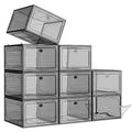 White Clear Plastic Shoe Storage Organizer Stackable Boxes 6 Pack W981009