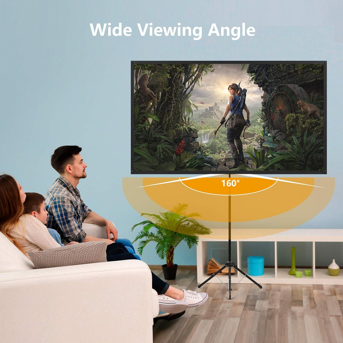 80 Inch 16:9 Portable Projector Screen with Stand X248395