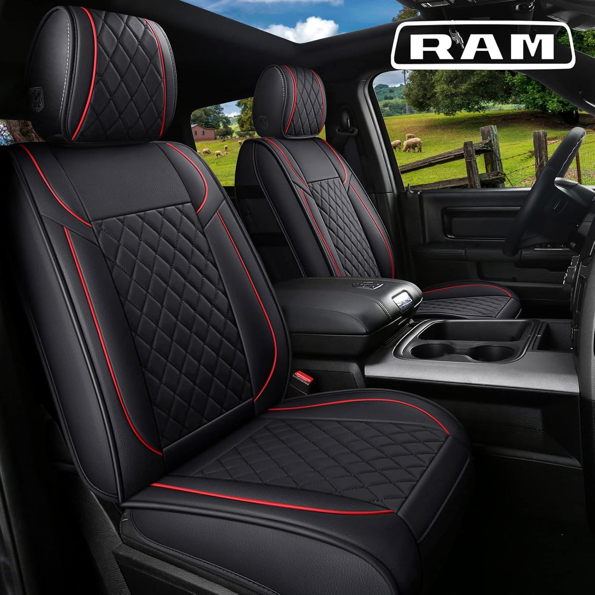 Grey Waterproof Leather Truck Seat Covers Full Set I490490
