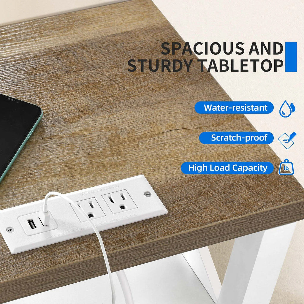 White 2 Drawer Nightstand with Charging Station and USB Ports, Set of 2 N935019