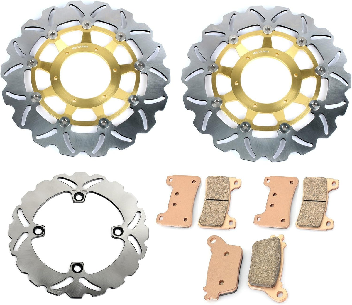 Front Rear Brake Discs Rotors and Pads for Honda CBR 600 RR 2007-2019 Gold Set K663