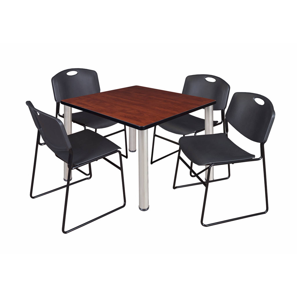 Square Breakroom Table with 4 Stack Chairs U432