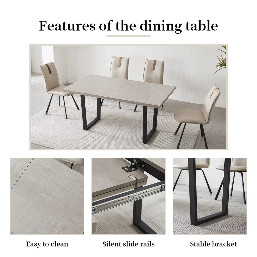 Extendable Solid Wood Dining Table Set with 6 Upholstered Chairs Y65769