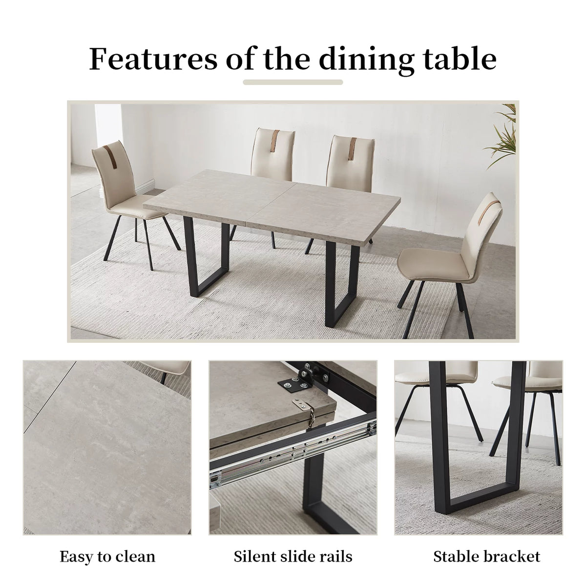 Extendable Solid Wood Dining Table Set with 6 Upholstered Chairs Y65769
