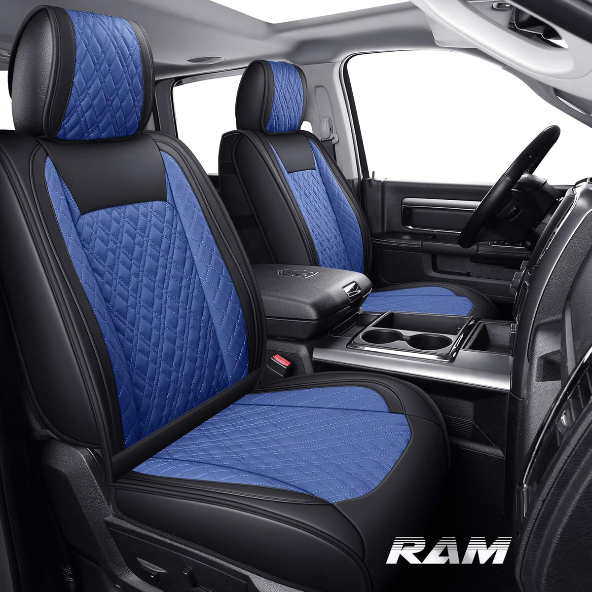 Black Waterproof Leather Rear Car Seat Covers Pickup Truck Crew Cab Pack of 2 J221088