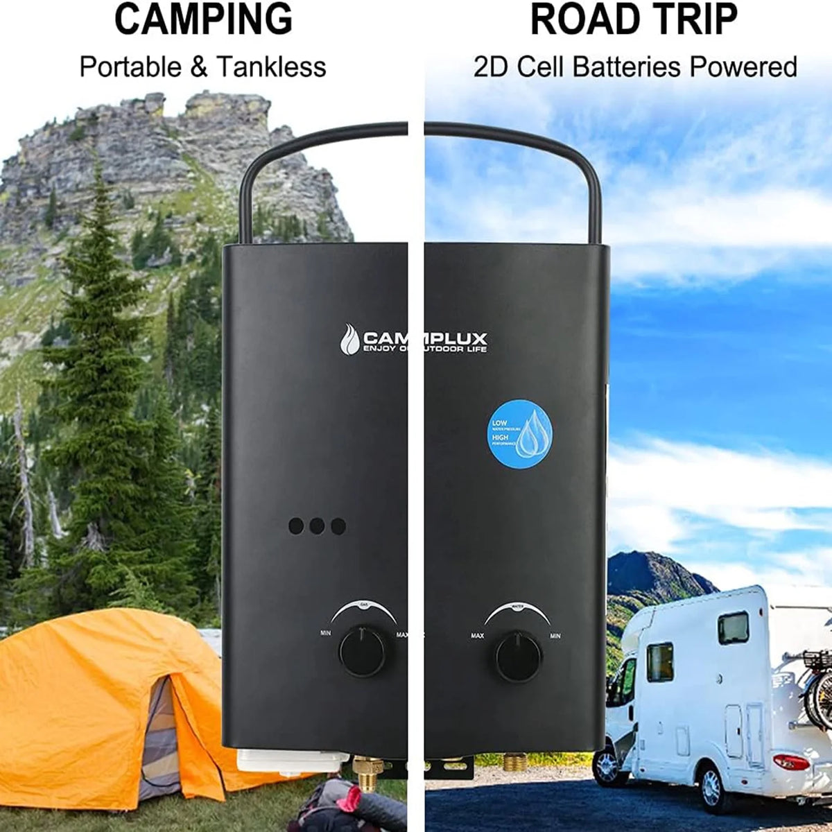 Outdoor Portable Propane Tankless Water Heater Black J7800