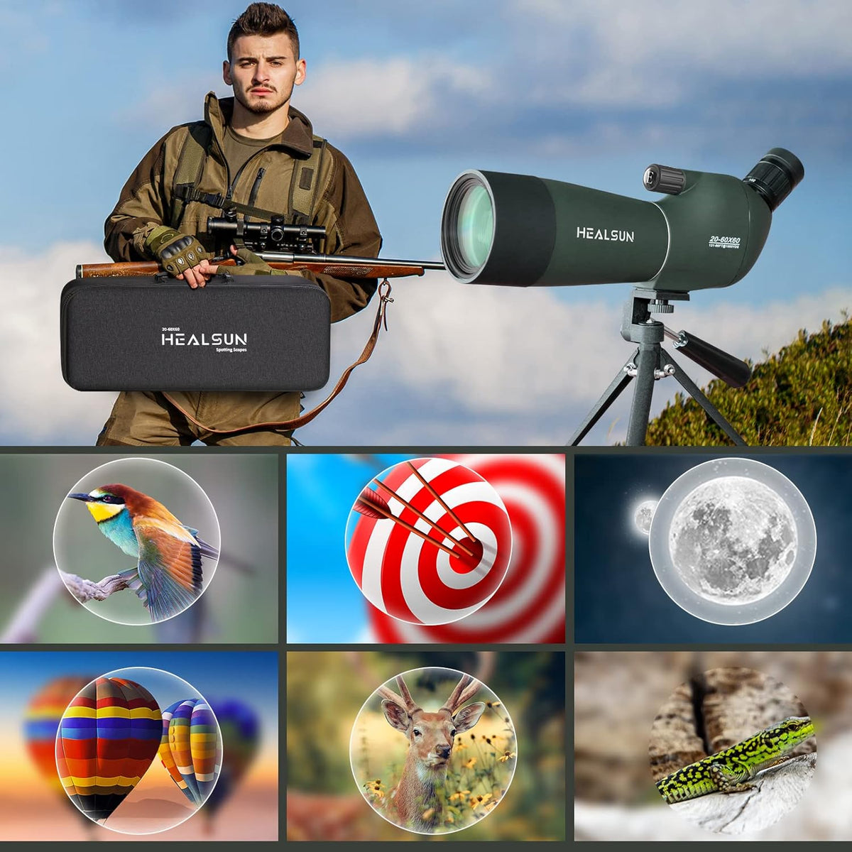 20-60x60 Spotting Scope with Carrying Case, Tripod and Smartphone Adapter Q2270