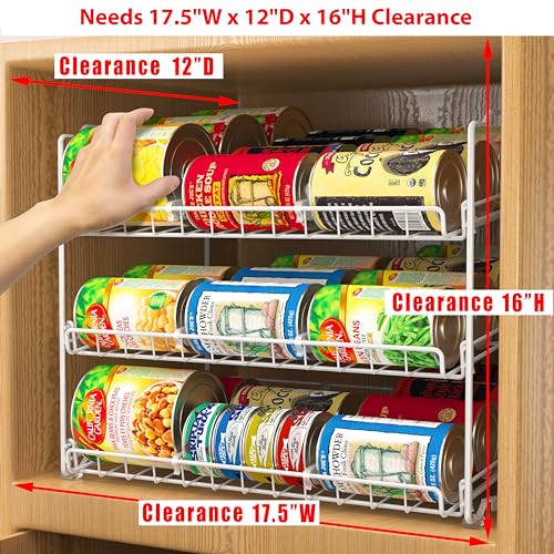 Stackable Can Rack, Silver, Adjustable Plastic Dividers, Holds 36 Cans V948243