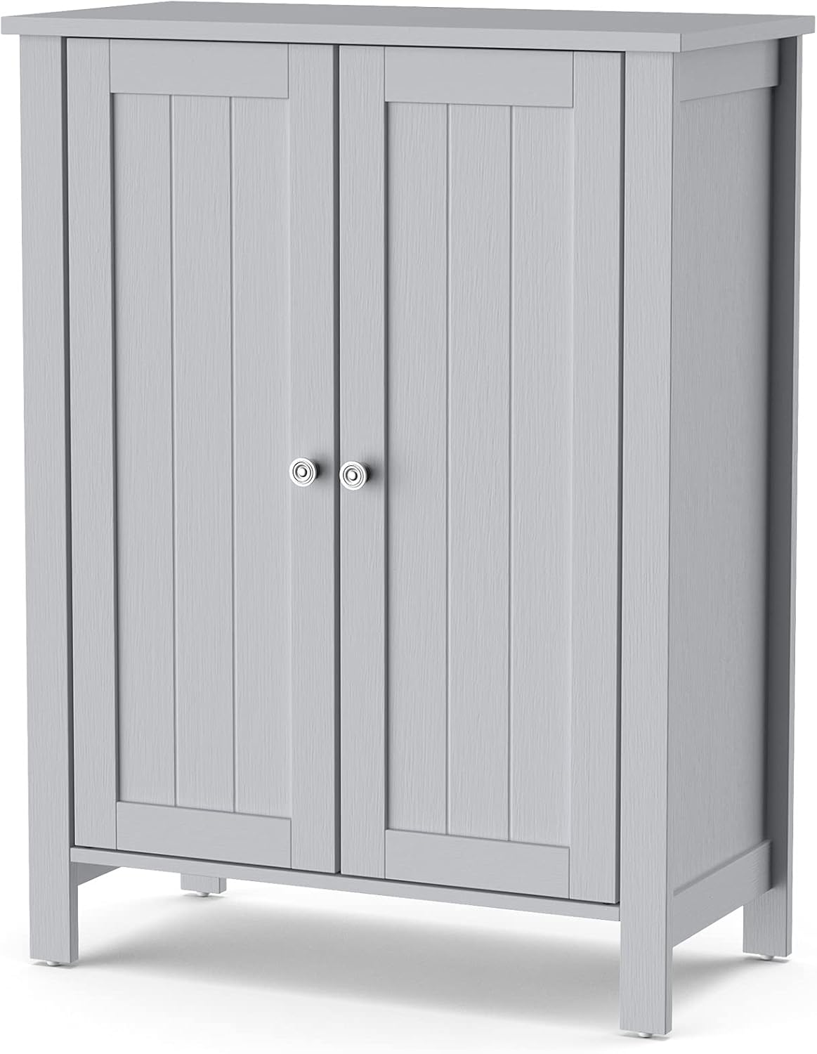 Black 3 Tier Wooden Bathroom Floor Cabinet with Double Door I420
