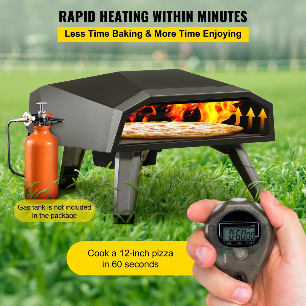 Stainless Steel Propane Pizza Oven with 12 Pizza Stone V3634