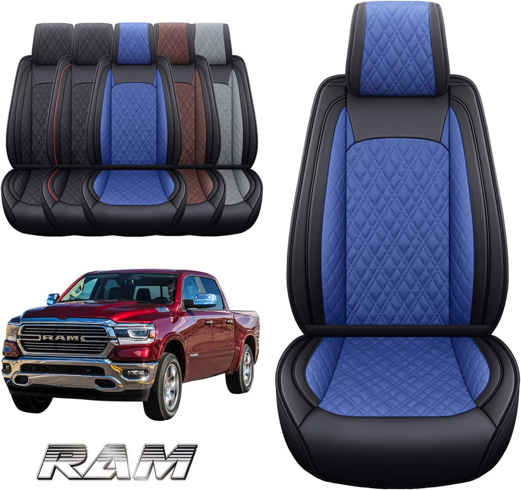 Black Waterproof Leather Rear Car Seat Covers Pickup Truck Crew Cab Pack of 2 J221088