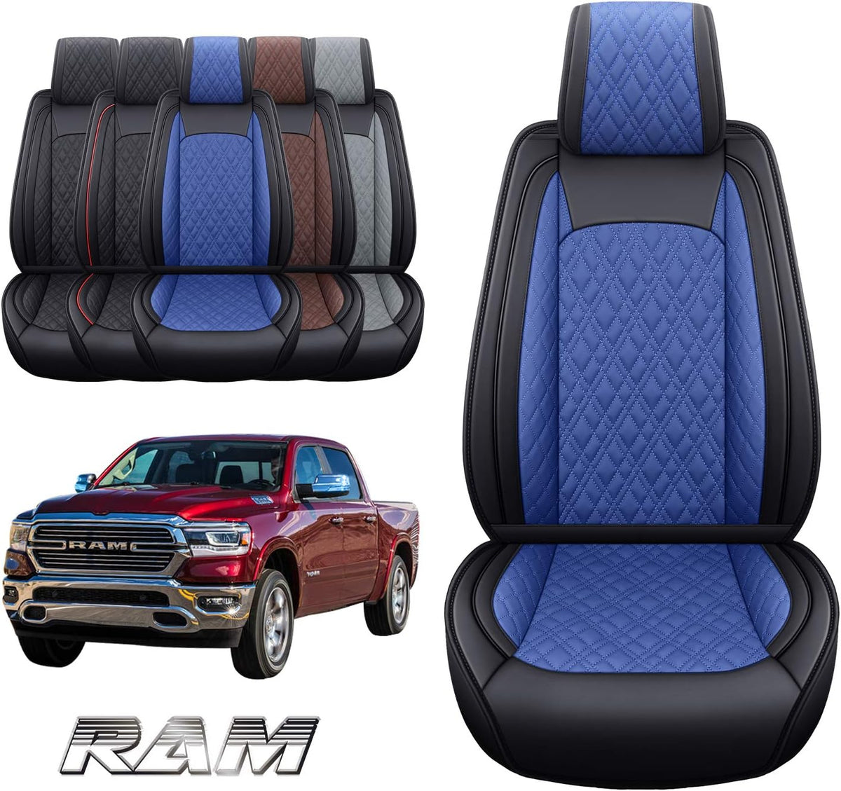 Black Waterproof Leather Rear Car Seat Covers Pickup Truck Crew Cab Pack of 2 J221088