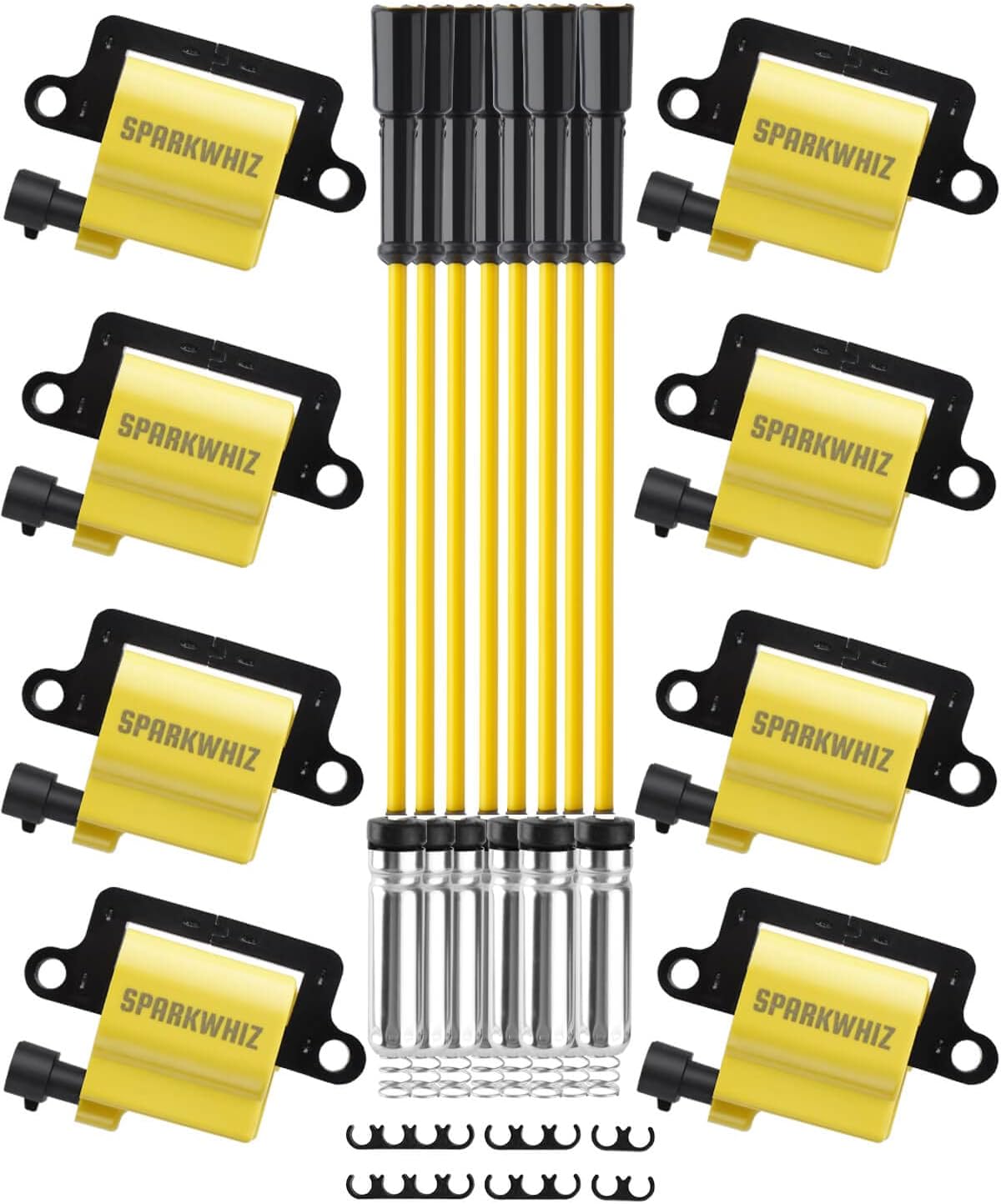 Square Ignition Coil Pack of 8 with 8mm Spark Plug Wires D688918