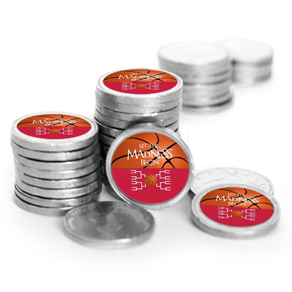 84ct Basketball Candy Favors Chocolate Coins Silver Foil D553