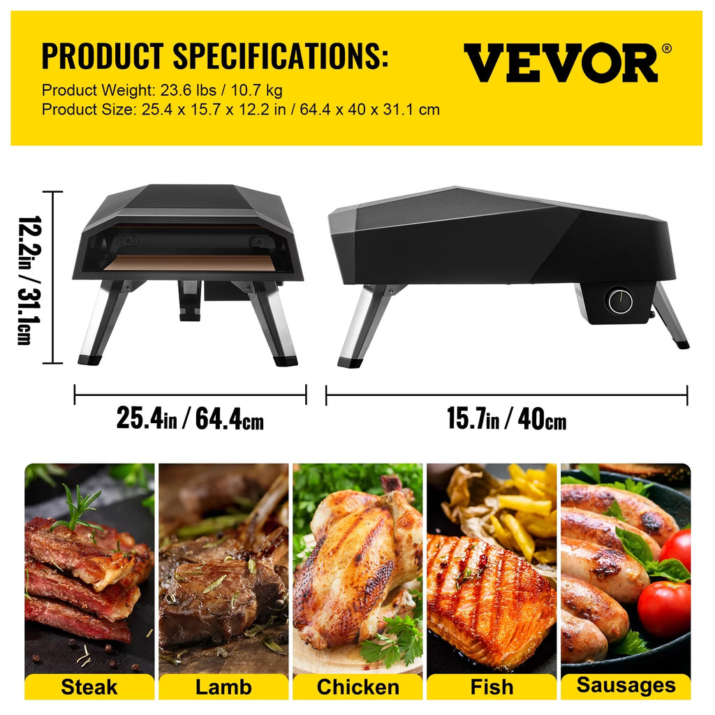 Stainless Steel Propane Pizza Oven with 12 Pizza Stone V3634