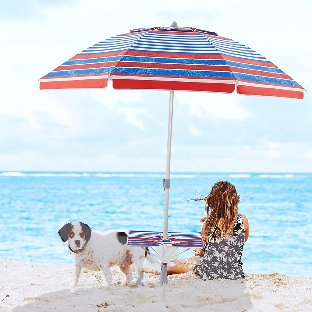 7.5FT Beach Umbrella with Table and Carry Bag T555950