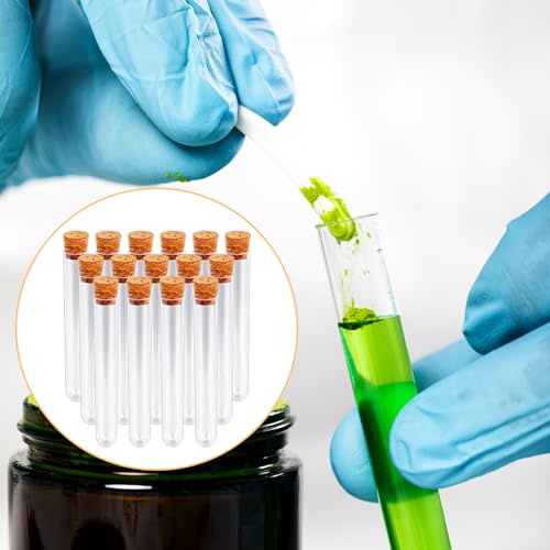 15 PCS 15ml Clear Plastic Test Tubes with Cork Stoppers C828