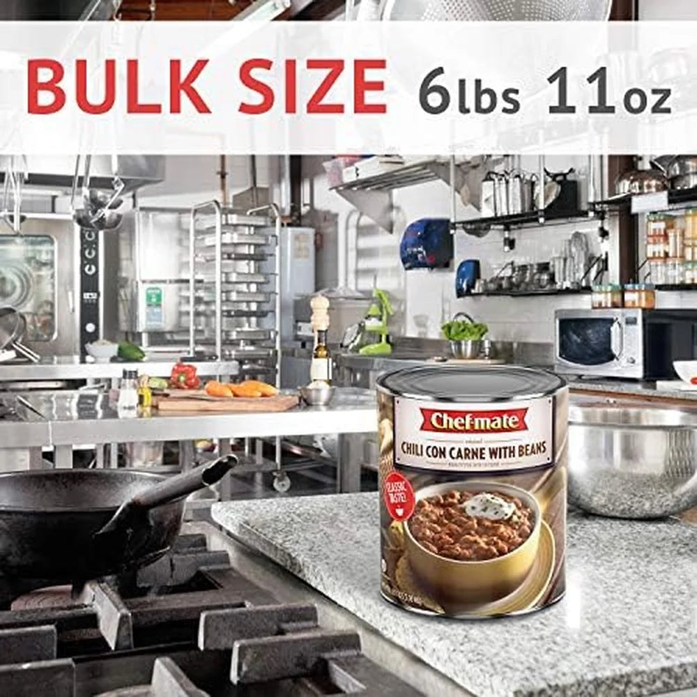 Beef Chili Canned Beans with Meat 6 lb 11 oz Pack of 14 Z686239