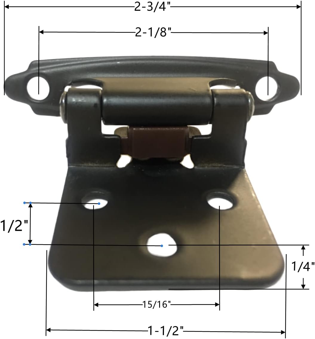 Black Cabinet Hinges 1/2 inch Overlay 2 Pack Z9680