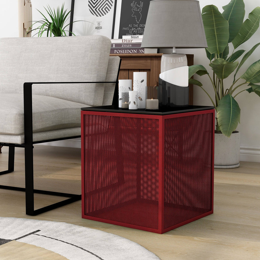 Gray Glass Top Side Table O1763