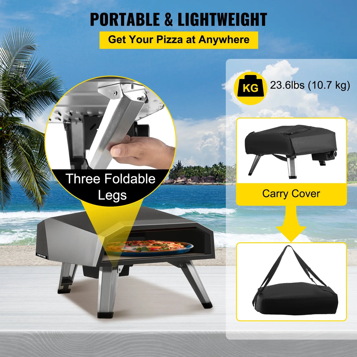 Stainless Steel Propane Pizza Oven with 12 Pizza Stone V3634