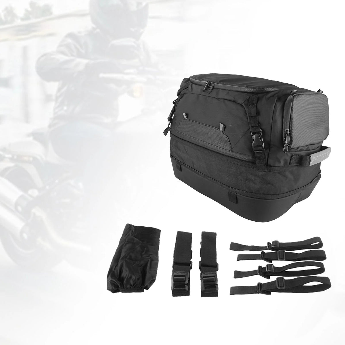 Black Waterproof Motorcycle Tail Bag I114