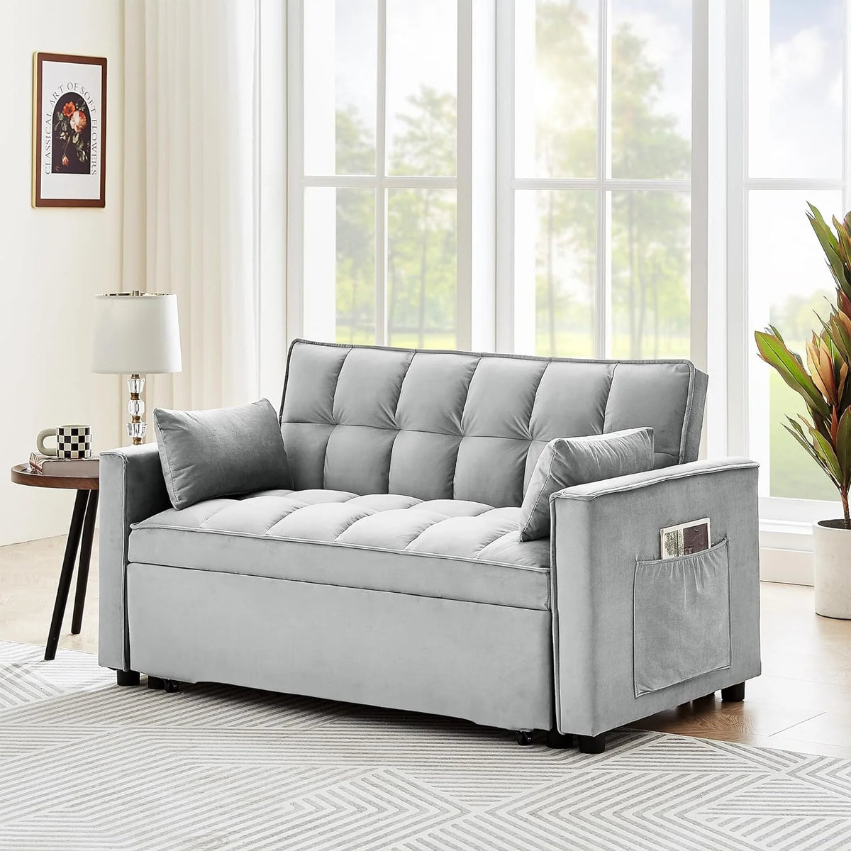 Velvet Convertible Sleeper Sofa Bed T442