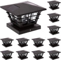 12 Pack Solar Powered Post Cap Light with 4x4 Base Adapter Q6270