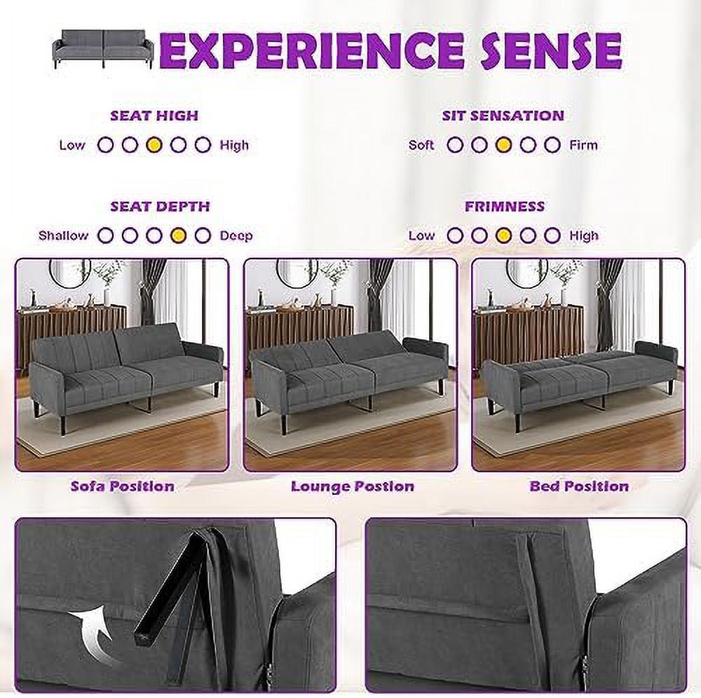 Button Tufted Upholstered Sofa Couch with 2 USB Charging Ports O763801