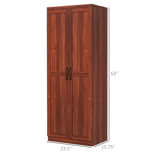 63" 2-Door Freestanding Storage Cabinet with 5-Tier Shelving and 2 Adjustable Shelves, Espresso I700513