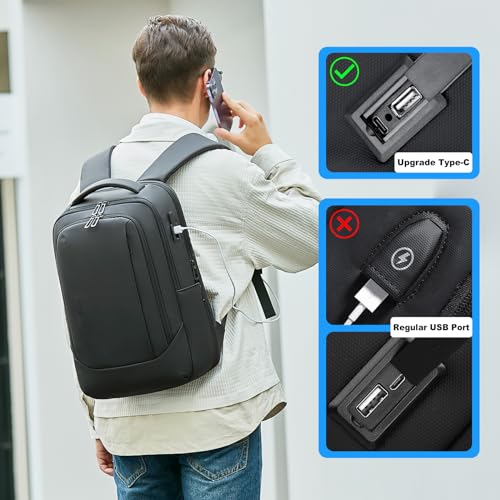 Black Expandable Water Resistant Computer Backpack 15.6 Inch E7131