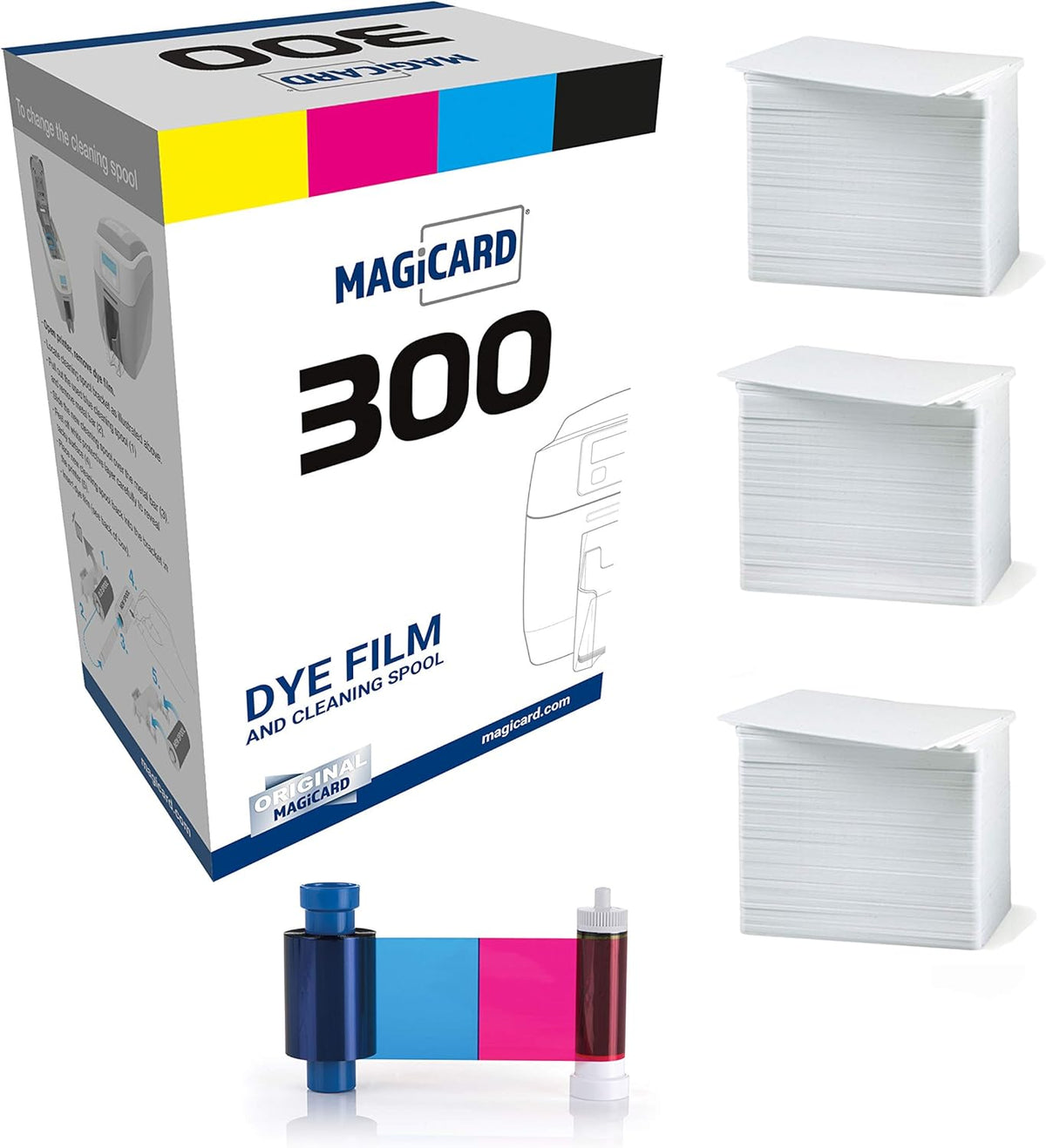 300 Prints YMCKO Color Ribbon with 300 PVC Cards A642321