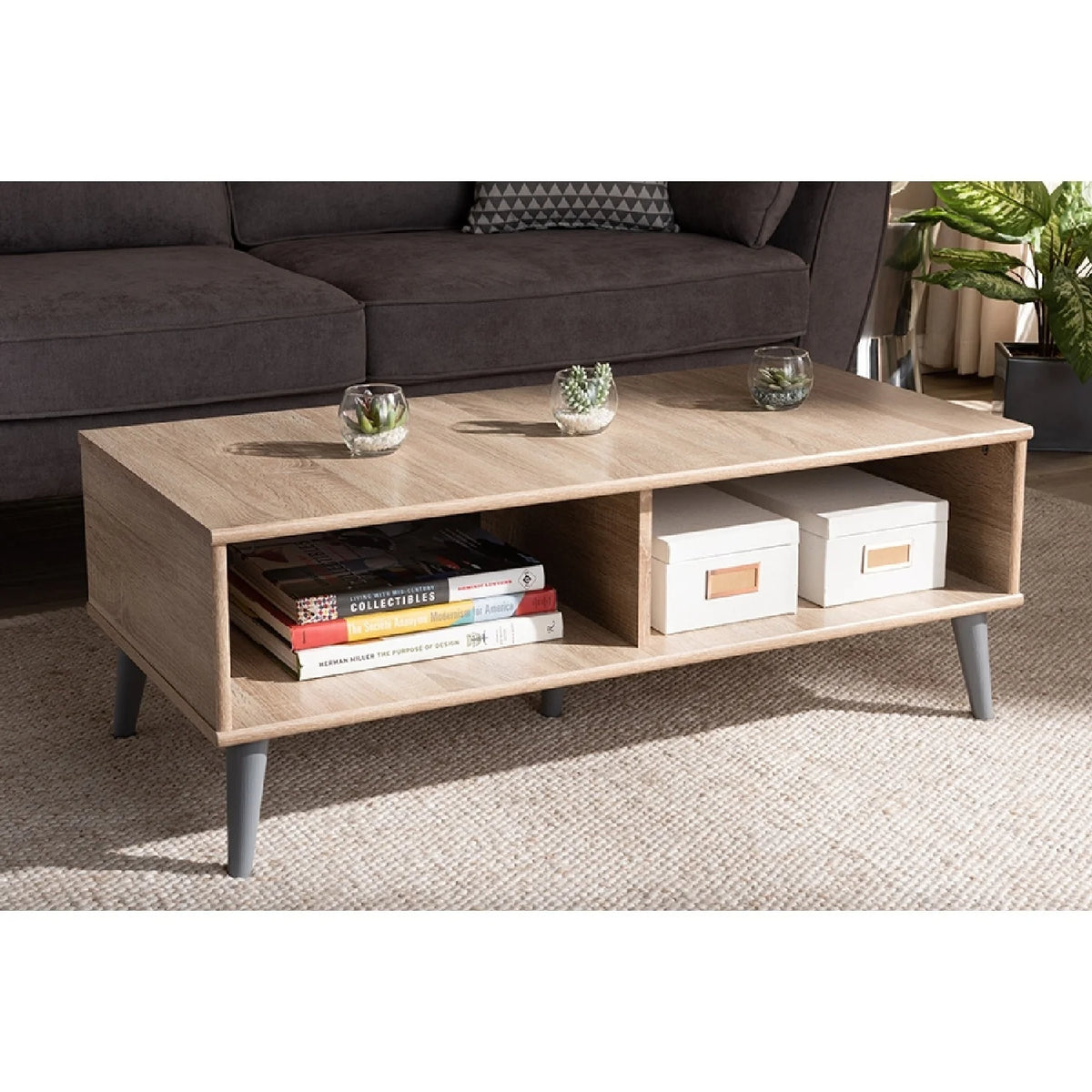 Oak and Light Grey Wood Coffee Table Z6766