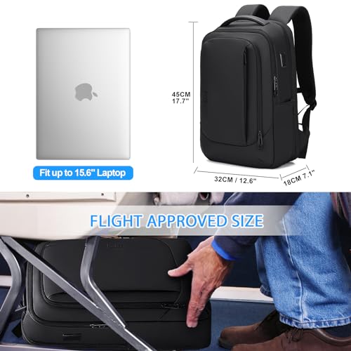 Black Expandable Water Resistant Computer Backpack 15.6 Inch E7131
