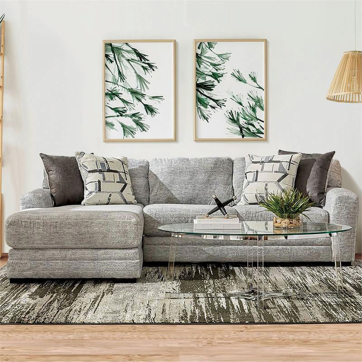 Gray Chenille L-Shaped Sectional S709