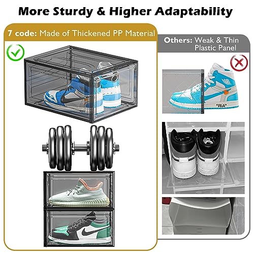 White Clear Plastic Shoe Storage Organizer Stackable Boxes 6 Pack W981009