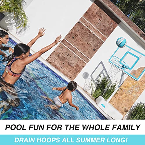 Outdoor Adjustable Height Swimming Pool Basketball Hoop with Ball, Base, 18 Inch Stainless Steel Rim W874