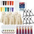 6 Easels, 12 Paint Tube Set, 12 Canvas Panels, 6 Brush Sets & 6 Aprons Painting Kit Y243609