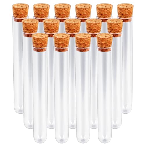15 PCS 15ml Clear Plastic Test Tubes with Cork Stoppers C828