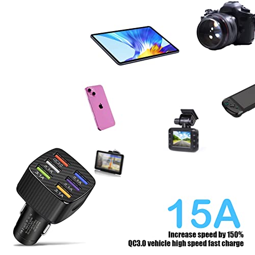 Car Charger Adapter, 6 USB Multi Port Fast Charger, QC3.0 USB Fast Charger R798