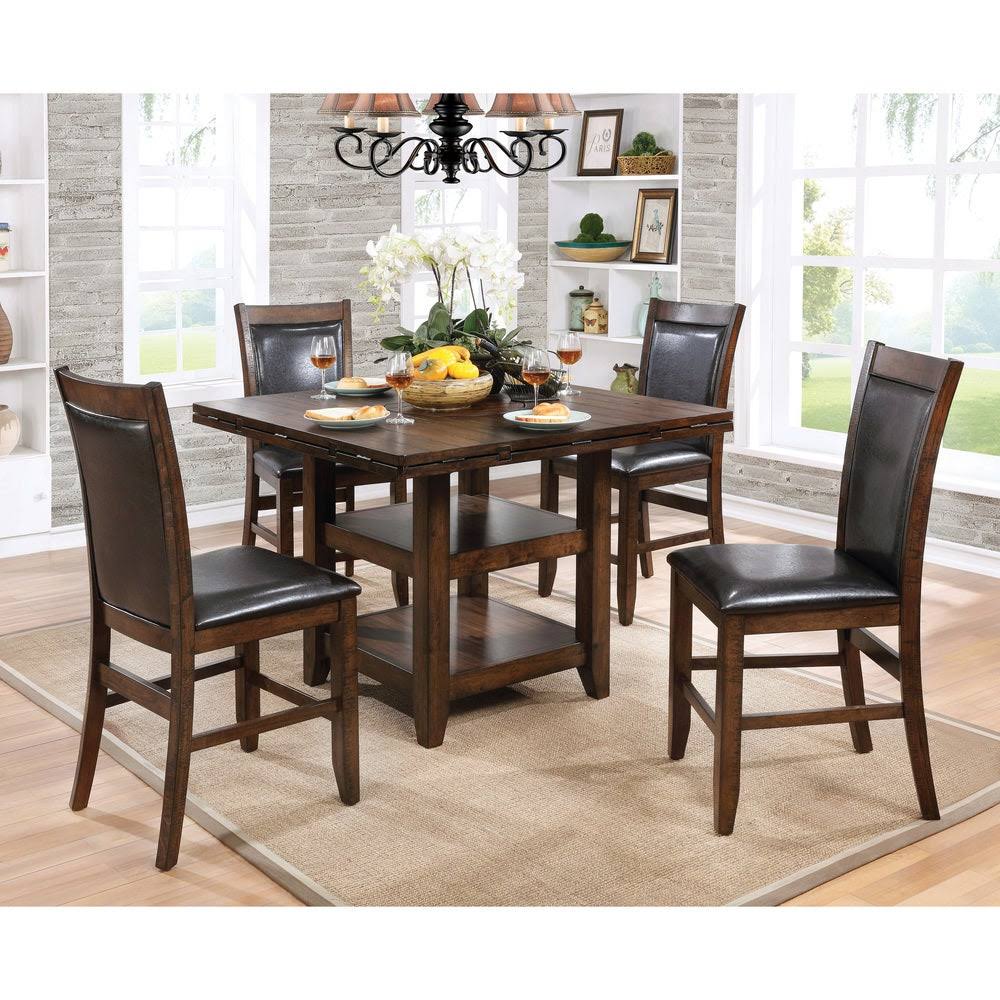 Rustic Contemporary Leatherette Brown Cherry Counter Height Chair A7586