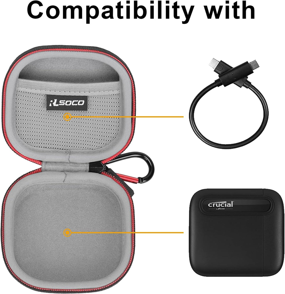 Hard Case for Crucial X6 1TB Portable SSD N467210
