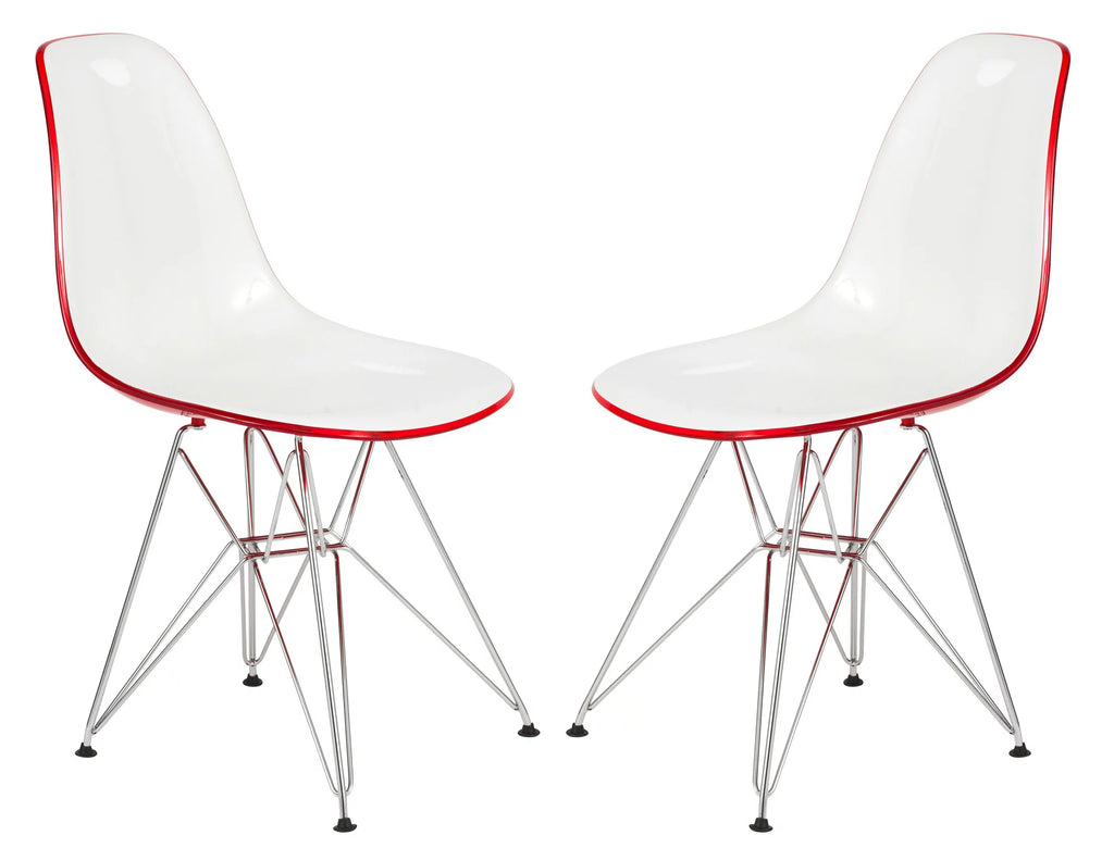 White Red Set of 2 Dining Side Chair M32340