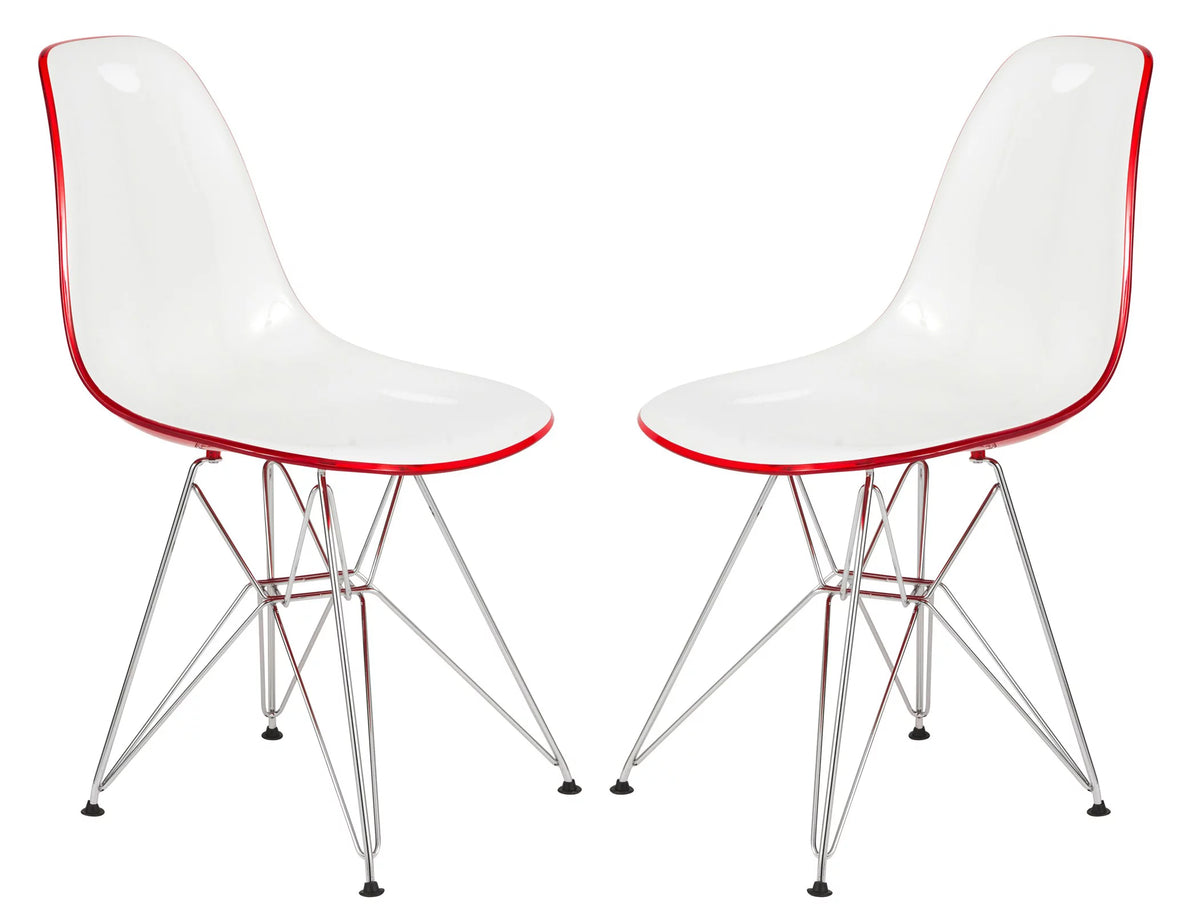 White Red Set of 2 Dining Side Chair M32340